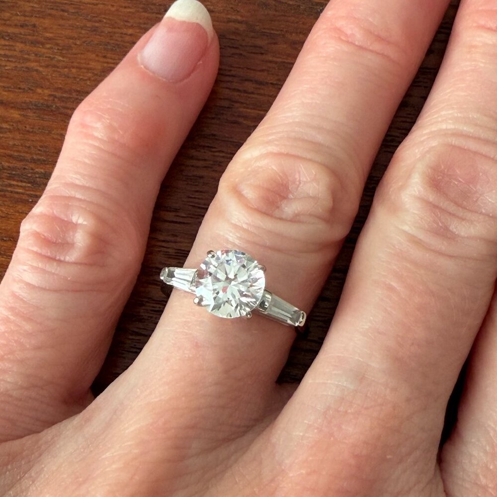 14K White Gold & CZ Engagement Ring - 1940's or 50's Style - 5.5
